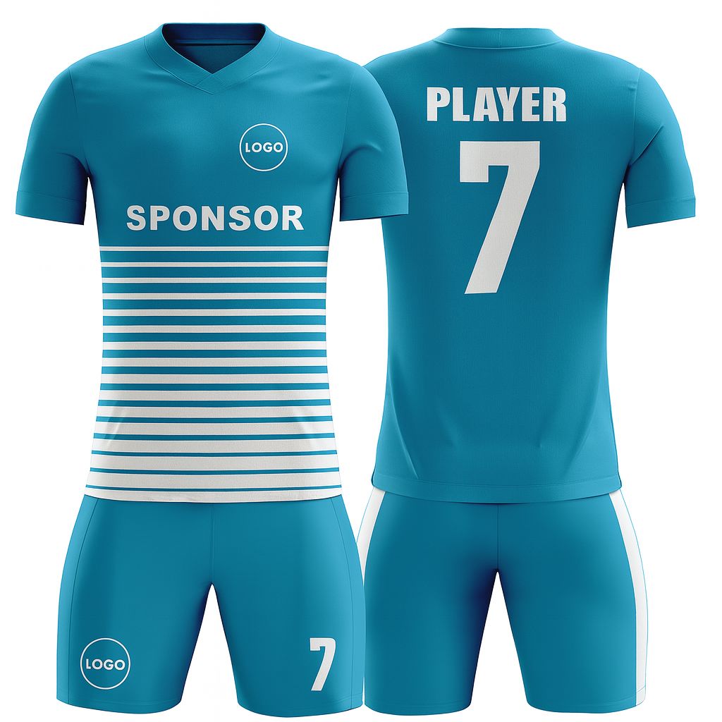 Kid's Soccer Jersey - Aqua Stripe