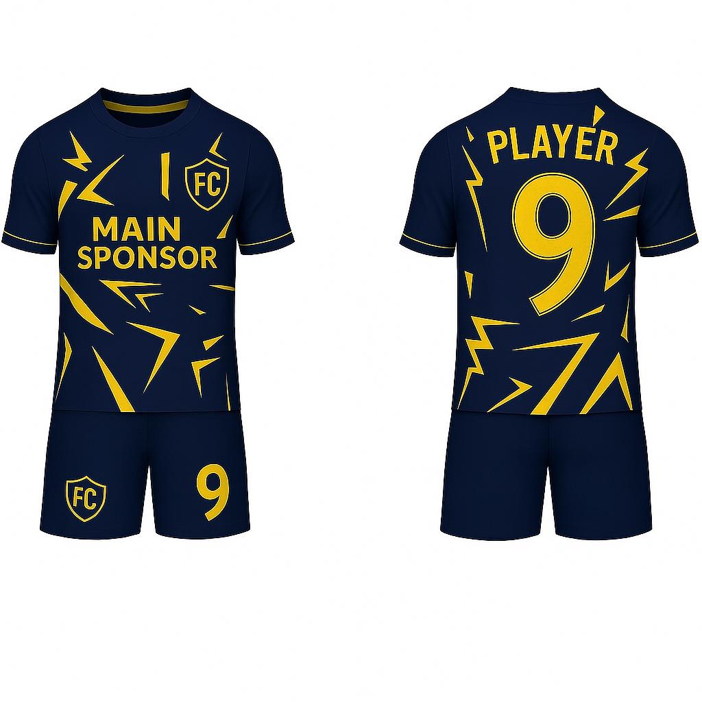 JJ Geometric Patterned Rugby Soccer Jersey (Navy Base)
