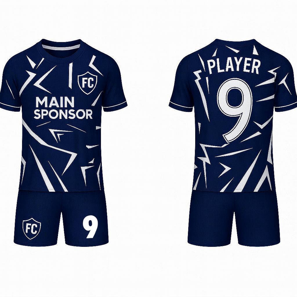 JJ Geometric Patterned Rugby Soccer Jersey (Navy Base)