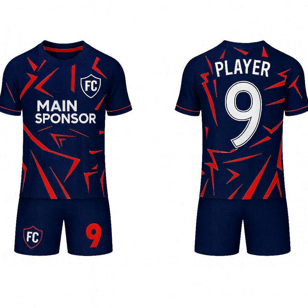 JJ Geometric Patterned Rugby Soccer Jersey (Navy Base)