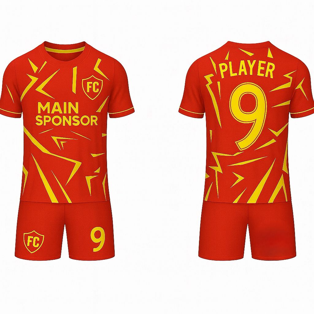 JJ Geometric Patterned Rugby Soccer Jersey (Red Base)