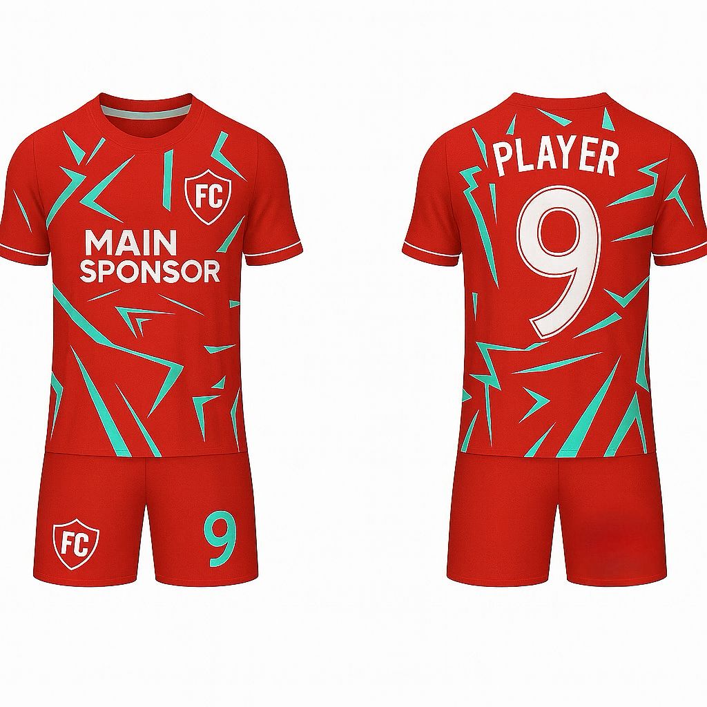 JJ Geometric Patterned Rugby Soccer Jersey (Red Base)