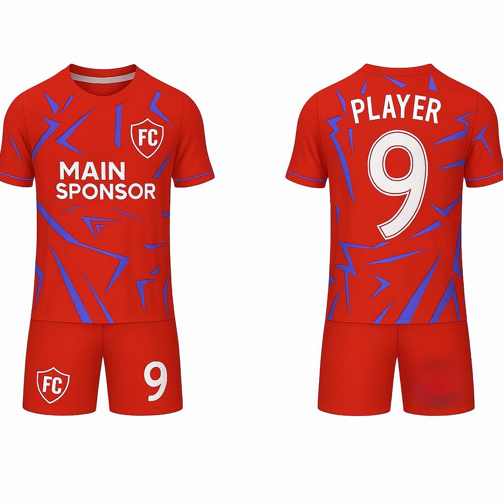 JJ Geometric Patterned Rugby Soccer Jersey (Red Base)