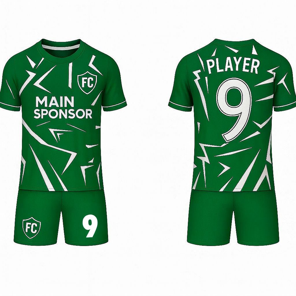 JJ Geometric Patterned Rugby Soccer Jersey (Green Base)