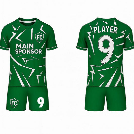 JJ Geometric Patterned Rugby Soccer Jersey (Green Base)