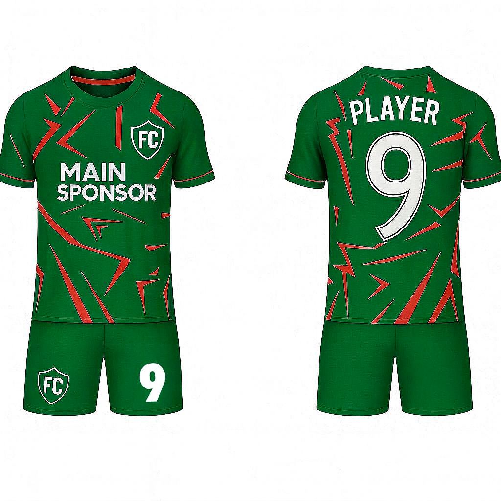 JJ Geometric Patterned Rugby Soccer Jersey (Green Base)