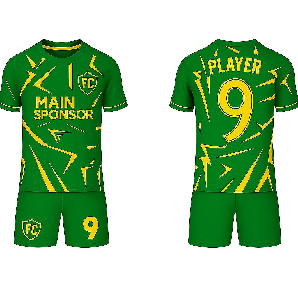 JJ Geometric Patterned Rugby Soccer Jersey (Green Base)