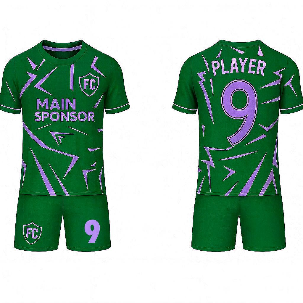 JJ Geometric Patterned Rugby Soccer Jersey (Green Base)