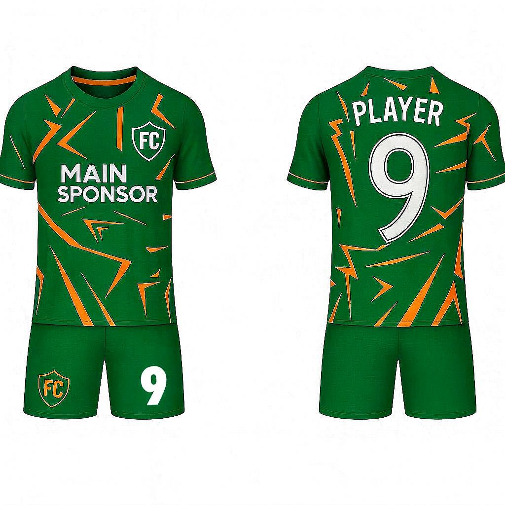 JJ Geometric Patterned Rugby Soccer Jersey (Green Base)