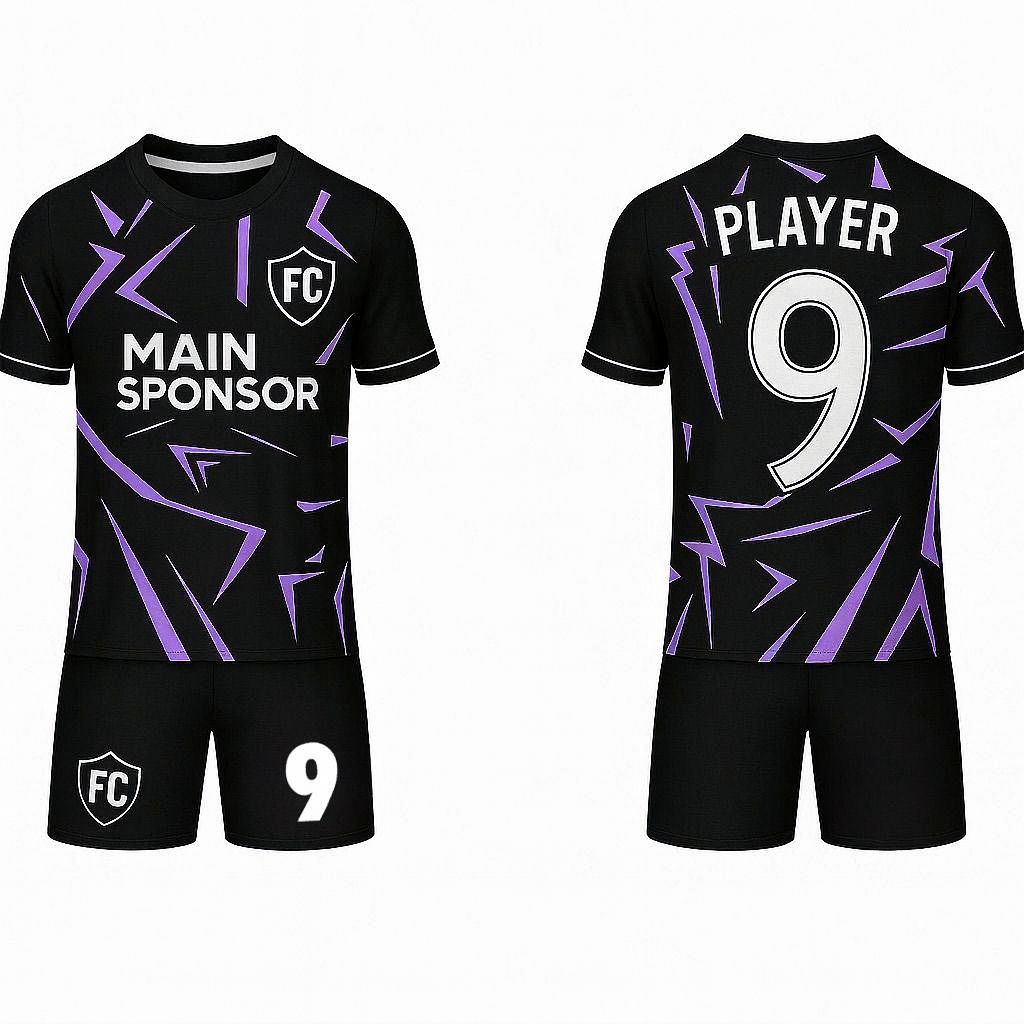 JJ Geometric Patterned Rugby Soccer Jersey (Black Base)