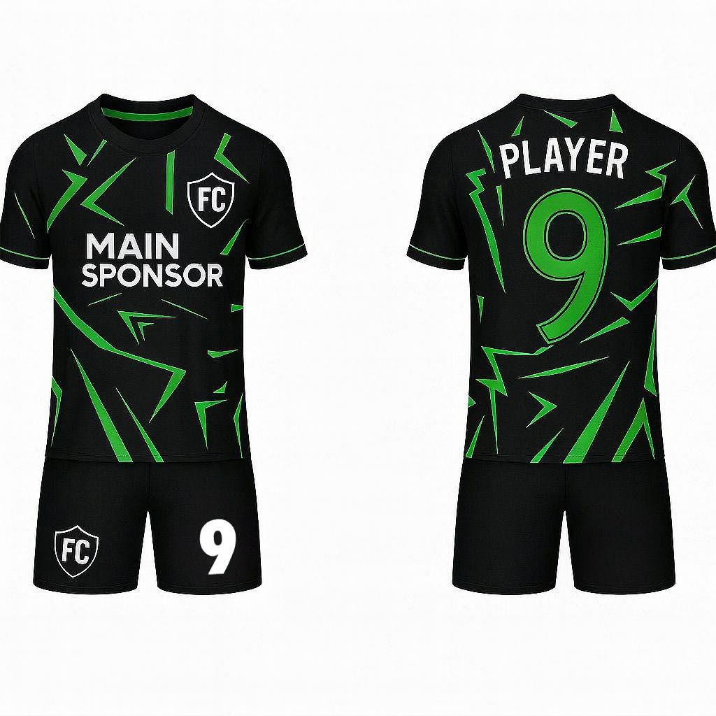 JJ Geometric Patterned Rugby Soccer Jersey (Black Base)