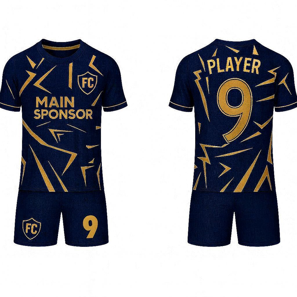 JJ Geometric Patterned Rugby Soccer Jersey (Navy Base)