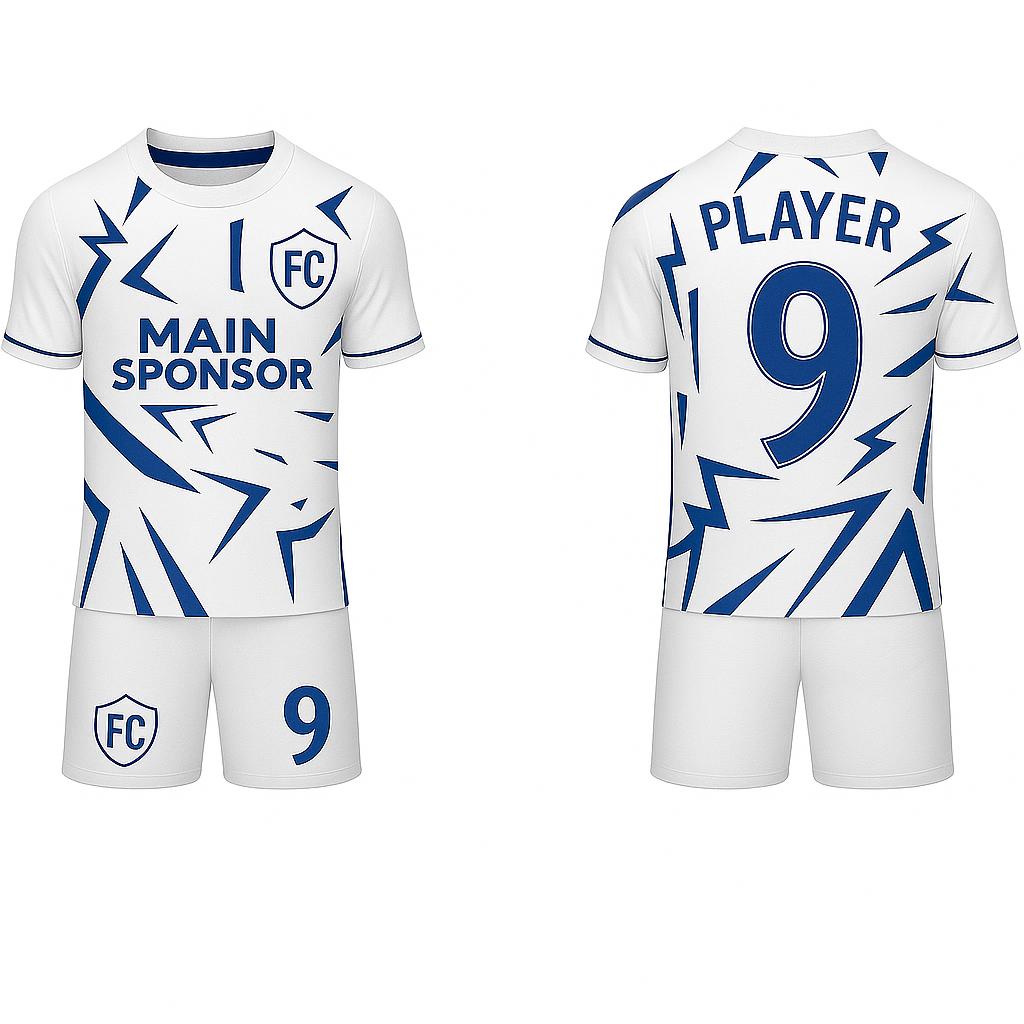 JJ Geometric Patterned Rugby Soccer Jersey (White Base)