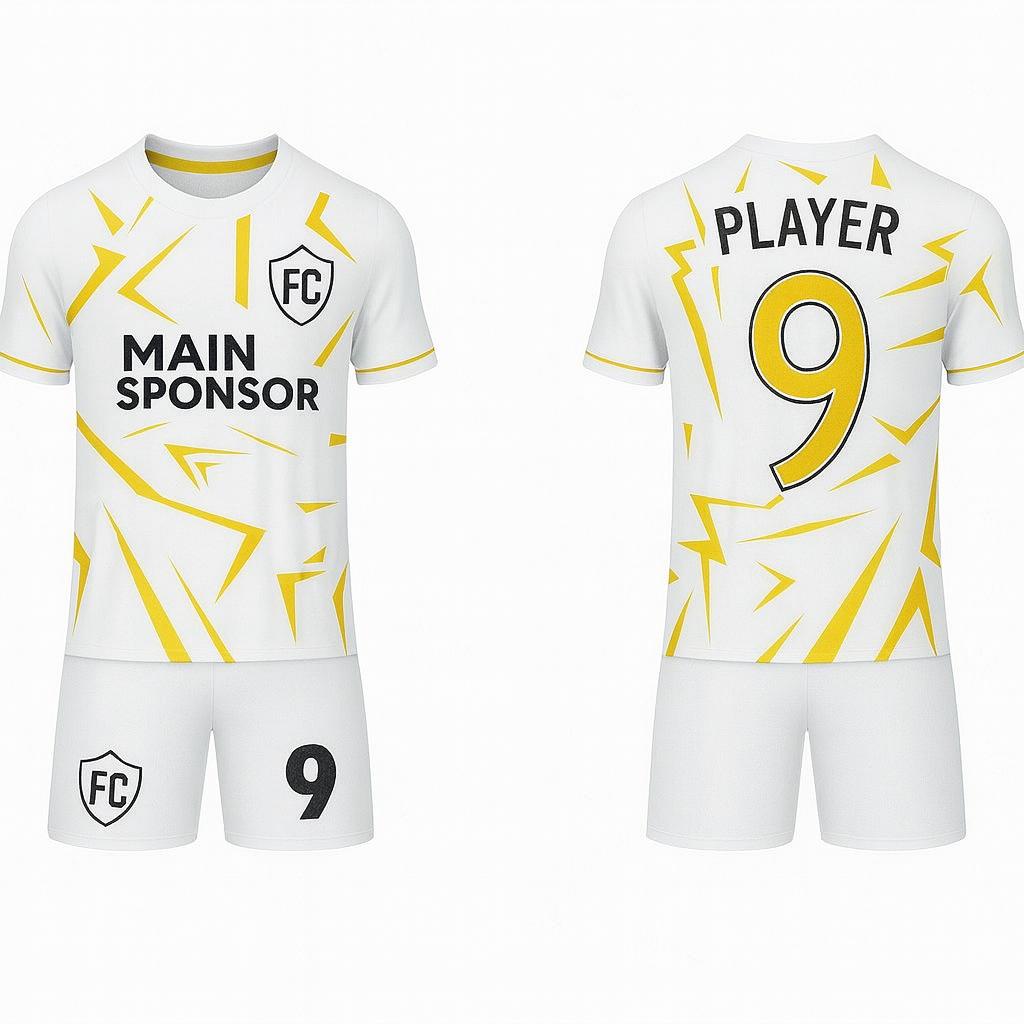 JJ Geometric Patterned Rugby Soccer Jersey (White Base)