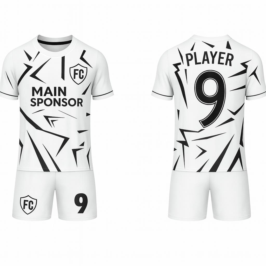 JJ Geometric Patterned Rugby Soccer Jersey (White Base)