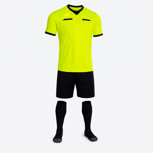 Men Respect Custom Refere Soccer Jersey, Fluorescent Yellow, Black Short and Socks
